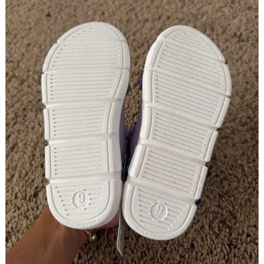 Girls Lavender Sport Sandals Size 9 Toddler Hook & Loop Holographic New